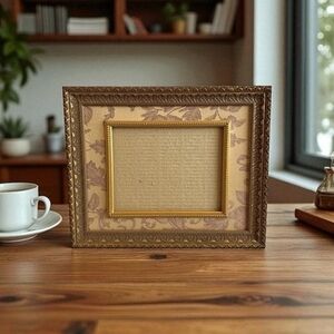 Rare Vintage Gold Gilded Floral Layered Picture Frame 16.5"x13.5" Fits 9"x7.5"